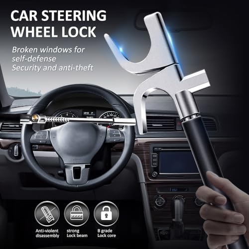 Heavy Duty Steering Wheel Lock with 3 Keys and Breakaway Tip