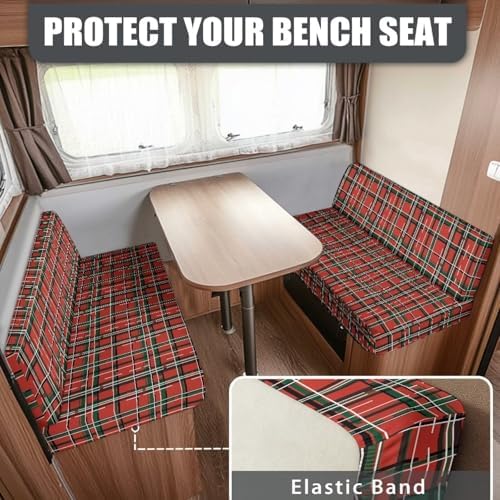 RV Dinette Cushion Covers with Christmas Red Plaid
