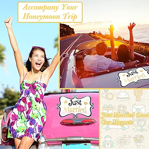 Flutesan 2 Pcs Just Married Car Magnets