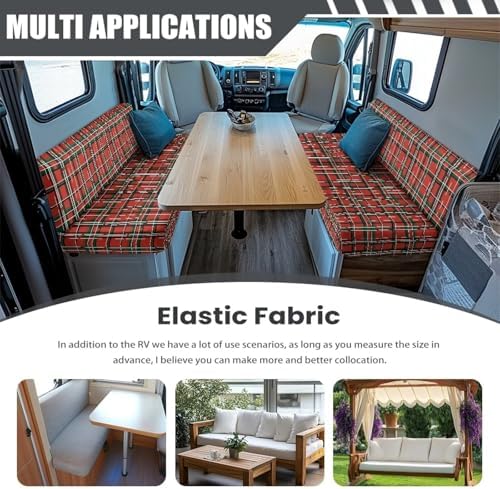 RV Dinette Cushion Covers with Christmas Red Plaid