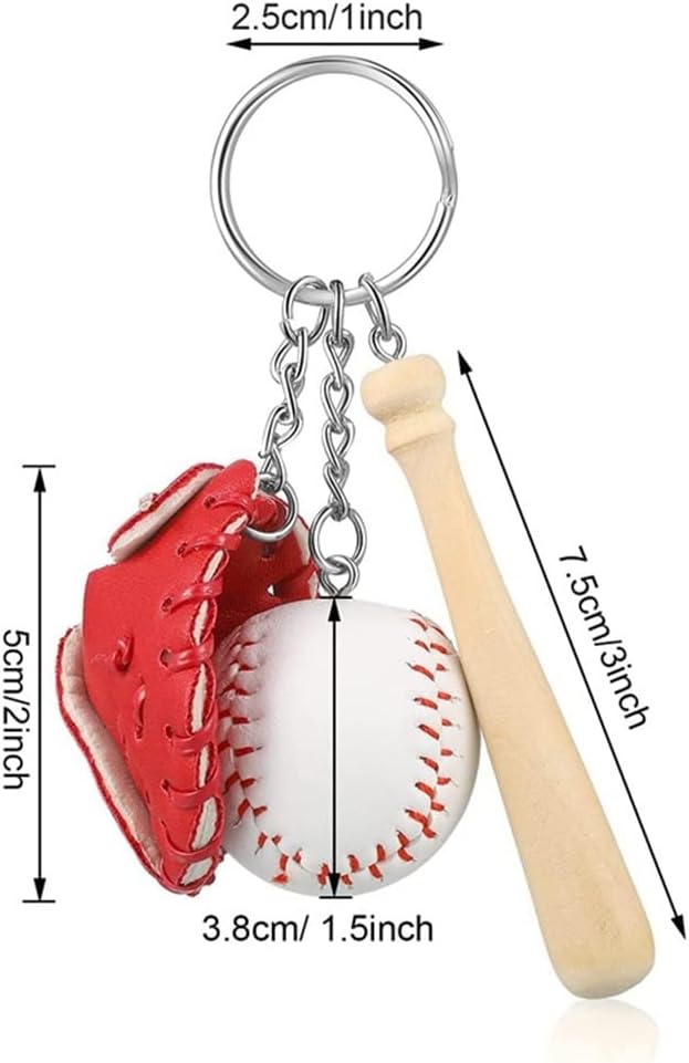 12 Pcs Baseball Glove Keychain Set Wooden Keychains