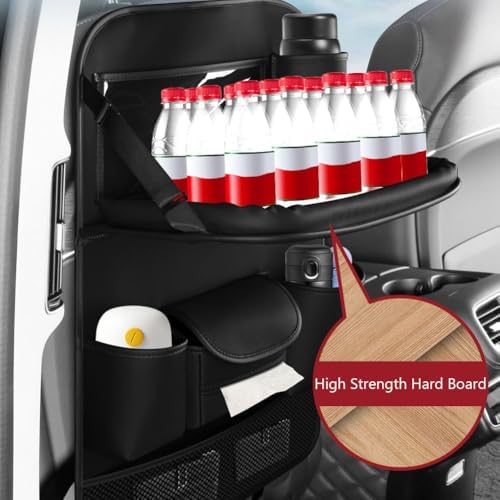 2PCS Car Backseat Organizer with Foldable Table Tray and Kick Mats