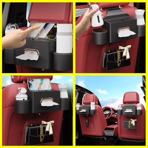 K LAKEY Seat Back Organizer with 2 Cup Holders and Hook