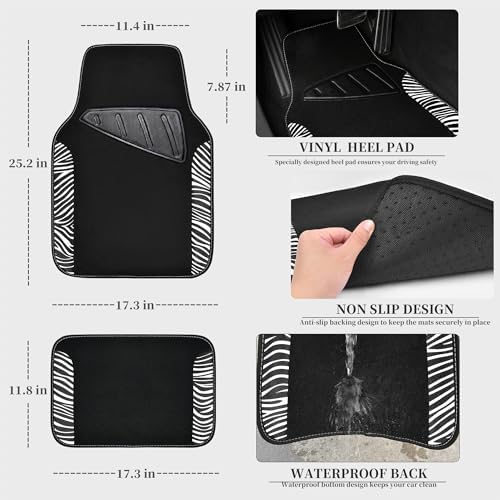 Zebra Print Car Seat Covers and Mats Universal Set