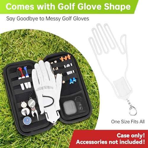 YOREPEK Golf Glove Case with Dividers and Shaper Black