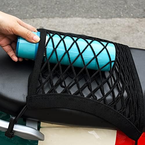 2PCS High Elastic Motorcycle Bungee Cargo Net with Adjustable Hooks