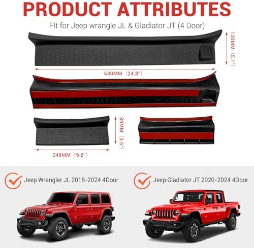 Utiiy Door Sill Guards Kit for Jeep Wrangler and Gladiator