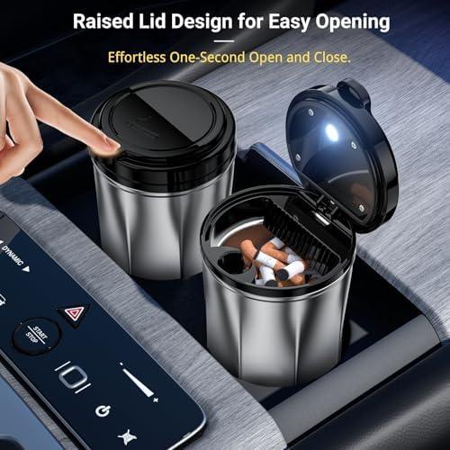 Car Ashtray with Lid and LED Light