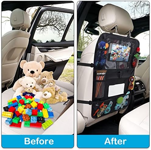 2 Pack Car Backseat Organizer with Tablet Holder and Tissue Box Pockets