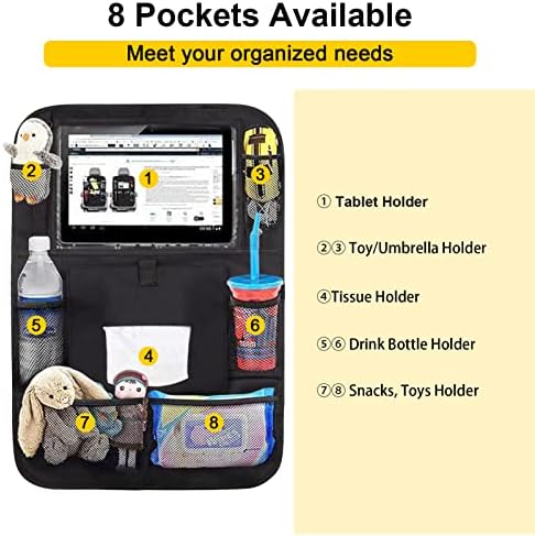 Backseat Car Organizer 2 PCS with Tablet Holder and 8 Pockets