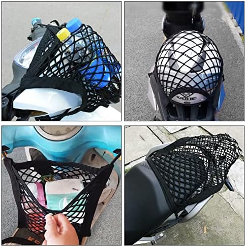 2PCS High Elastic Motorcycle Bungee Cargo Net with Adjustable Hooks