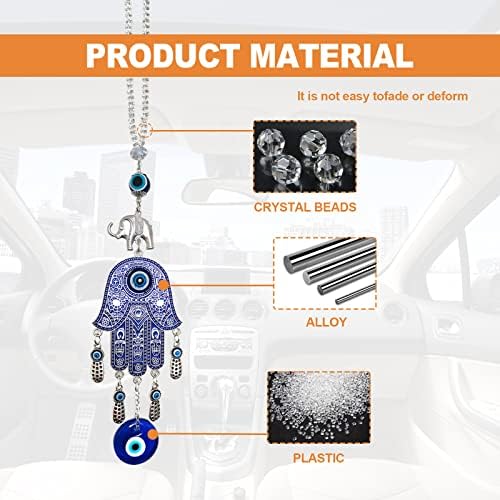 KEVWR Evil Eye Car Hanging Ornament with Tassel