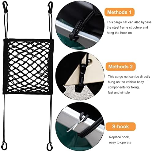 2PCS High Elastic Motorcycle Bungee Cargo Net with Adjustable Hooks