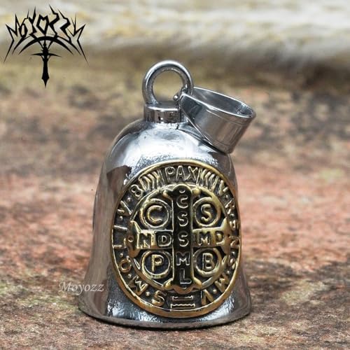 Saint Benedict Crucifix Motorcycle Bell Keychain with Hanger