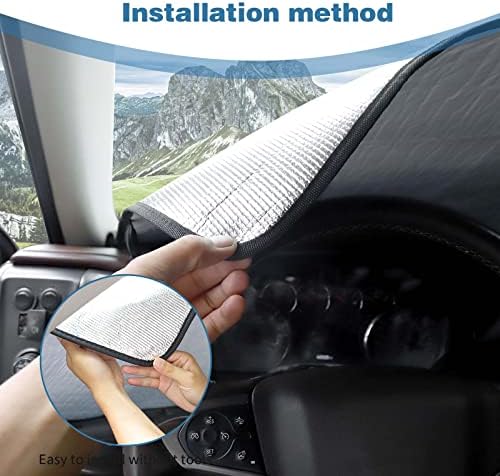PDKLIN Windshield Sunshade Visor for Chevy Silverado GMC Sierra 2014-2017