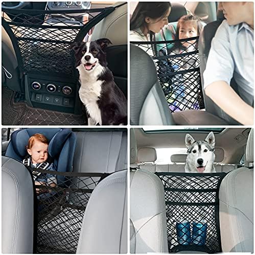3-Layer Car Seat Back Net Organizer with 4 Straps and Hooks