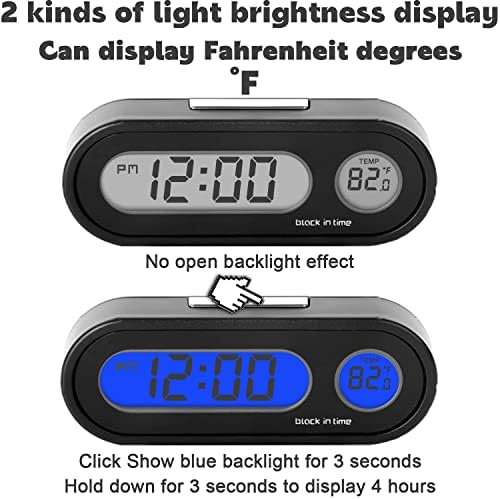 Fahrenheit Temperature Car Clock with Blue Backlight 2-in-1