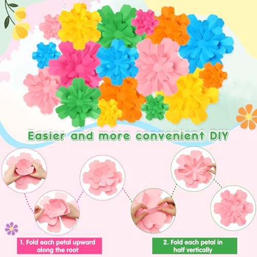 18 Pcs Fluted Paper Flowers Wall Decor 3D DIY