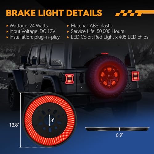 Spare Tire Brake Light for Jeep Wrangler JL JLU 2018-2025