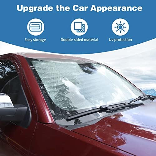 PDKLIN Windshield Sunshade Visor for Chevy Silverado GMC Sierra 2014-2017