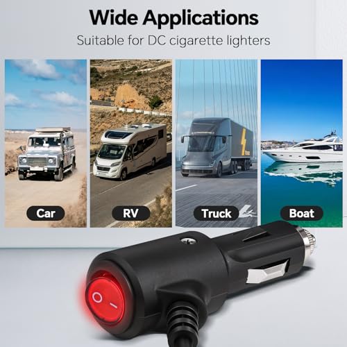 Starlink Mini Power Cable with Switch for Cigarette Lighter 10FT Waterproof 18AWG