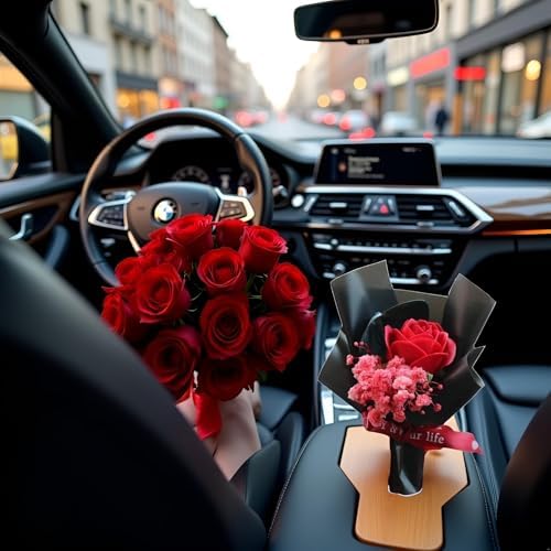 Tustao Red Mini Dried Flower Bouquet for Car Air Vent Clips