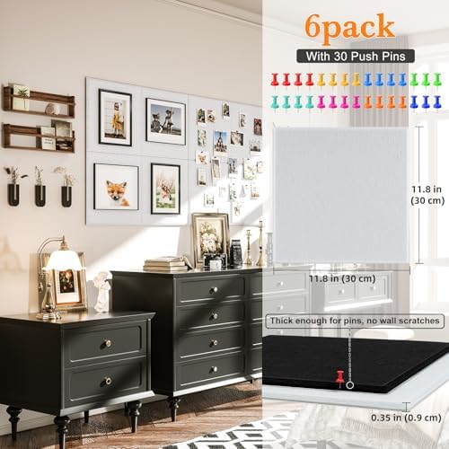VANCORE 6 Pack Felt Bulletin Boards with Push Pins