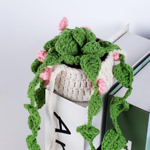 Handmade Knit Crochet Flower Car Mirror Ornament