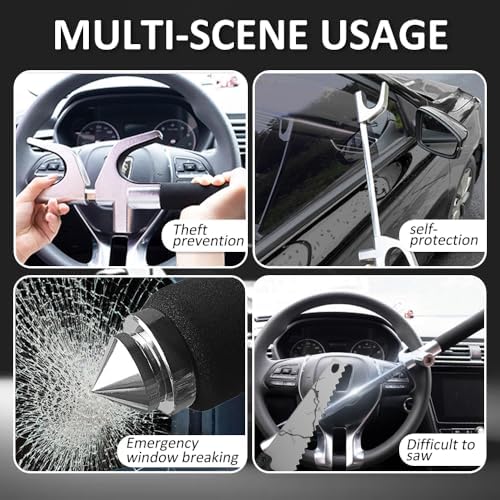 Heavy Duty Steering Wheel Lock with 3 Keys and Breakaway Tip
