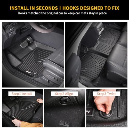 GINOWY Floor Mats for Honda Ridgeline 2017-2025 Black