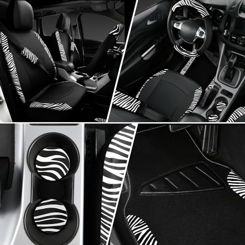 Zebra Print Car Seat Covers and Mats Universal Set