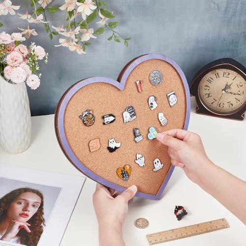 BENECREAT Purple Heart Pin Cork Board Bulletin Display