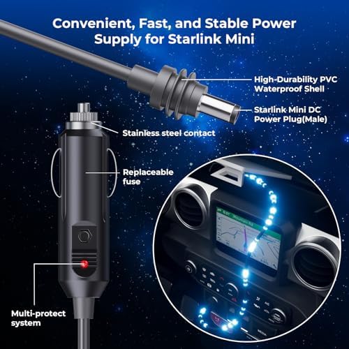 Starlink Mini Car Charger 164FT Gray Cable