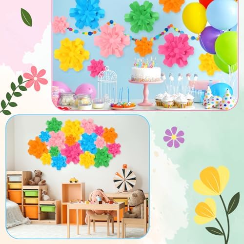 18 Pcs Fluted Paper Flowers Wall Decor 3D DIY