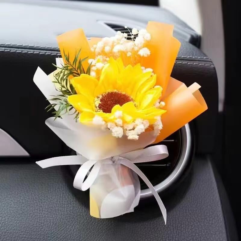 Yellow Mini Dried Flower Car Air Freshener Vent Clip