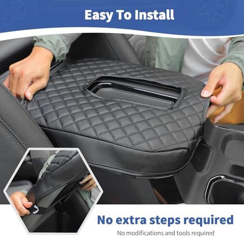 RT-TCZ Black Center Console Armrest Pad for Chevy Silverado 2019 Up