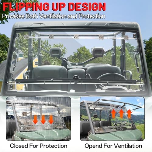 StarknightMT Flip Windshield for Can-Am Defender 2016-2024