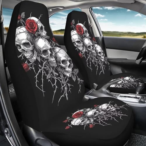 Bulopur Gothic Skull Car Seat Covers Front Set