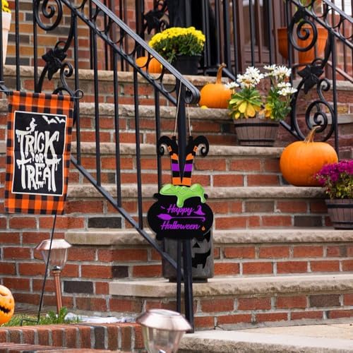 Halloween Witch Legs Welcome Door Sign Decor
