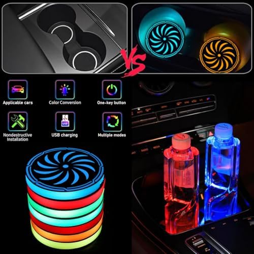 2Pcs LED Coaster Lights with 7 Color Variations