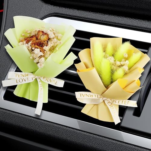 Square John Dried Flower Bouquet Air Vent Clips 2pcs Yellow