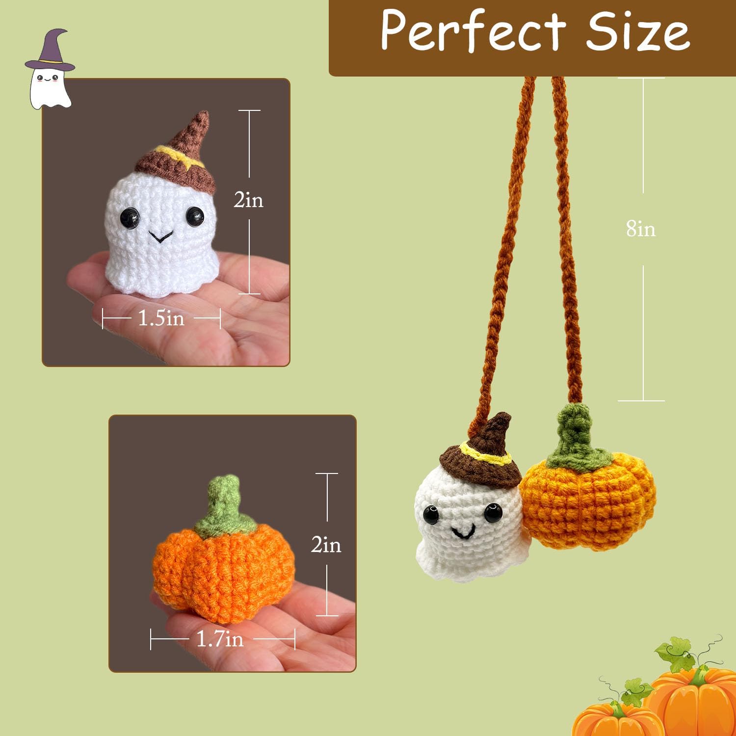 Crochet Car Mirror Halloween Accessories for Women and Teen