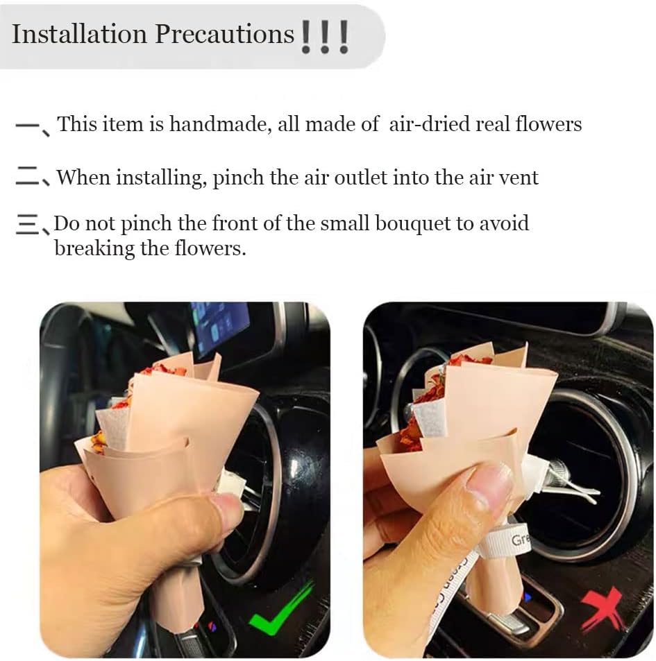 SWR Car Dry Flower Bouquet Air Freshener Clip Diffuser Decoration