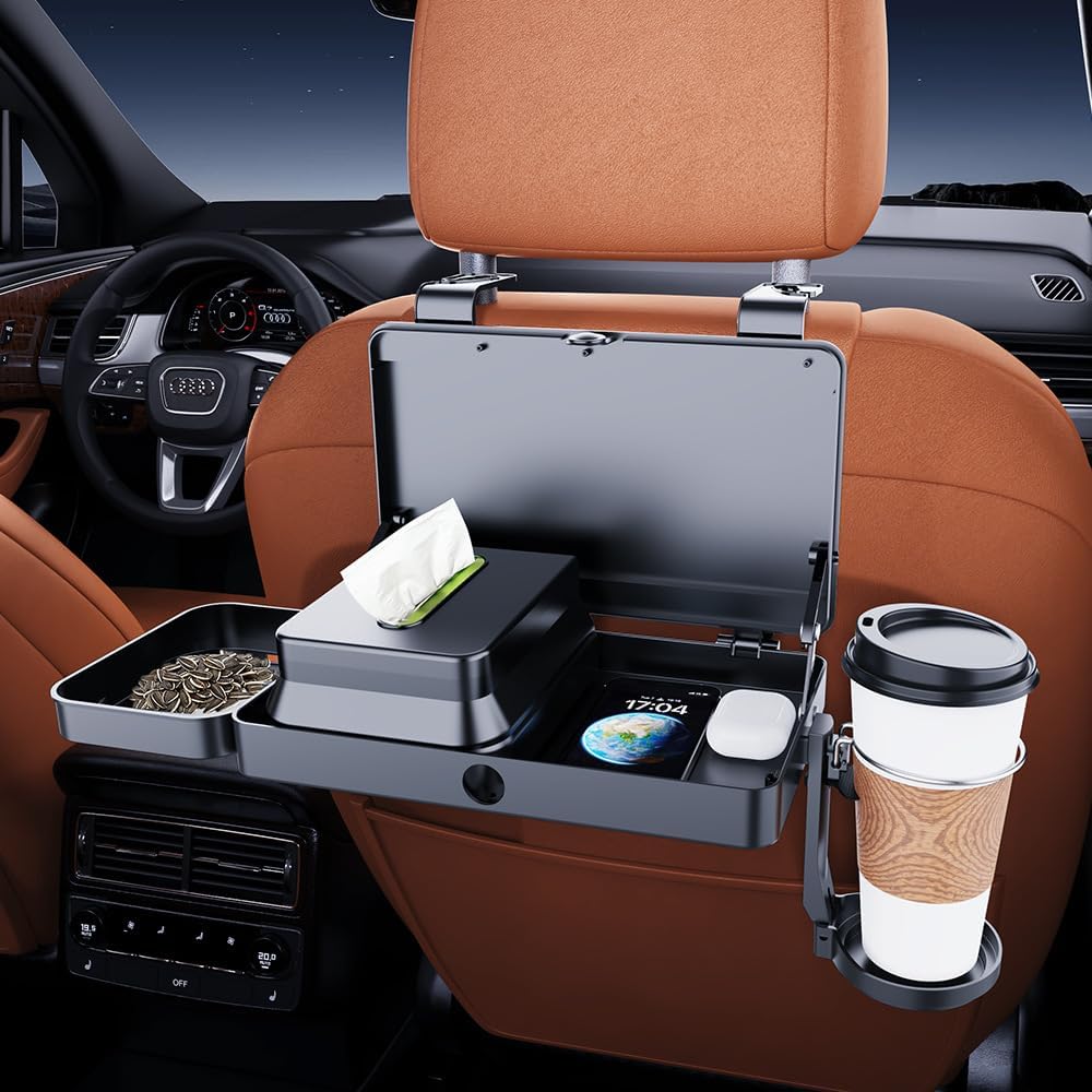 3-in-1 Car Headrest Backseat Organizer with Cup Holders and Hooks