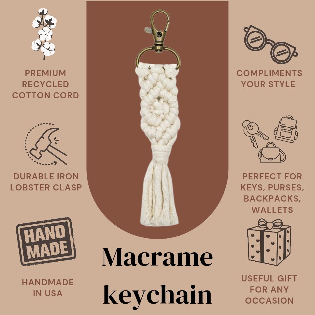 Macrame Keychain Boho Handmade Caramel