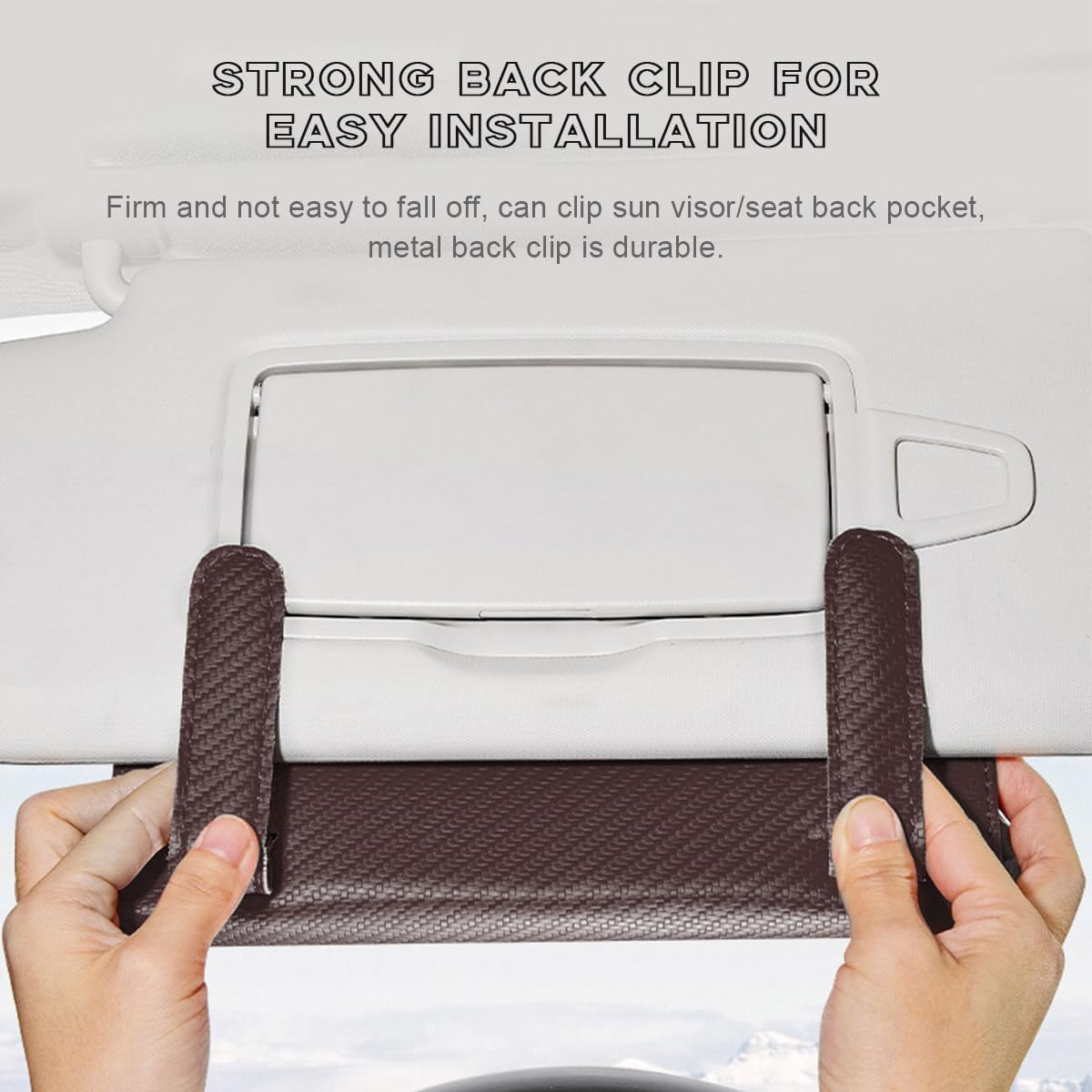 Car Tissue Holder with Leather Design and Memory Metal Clip