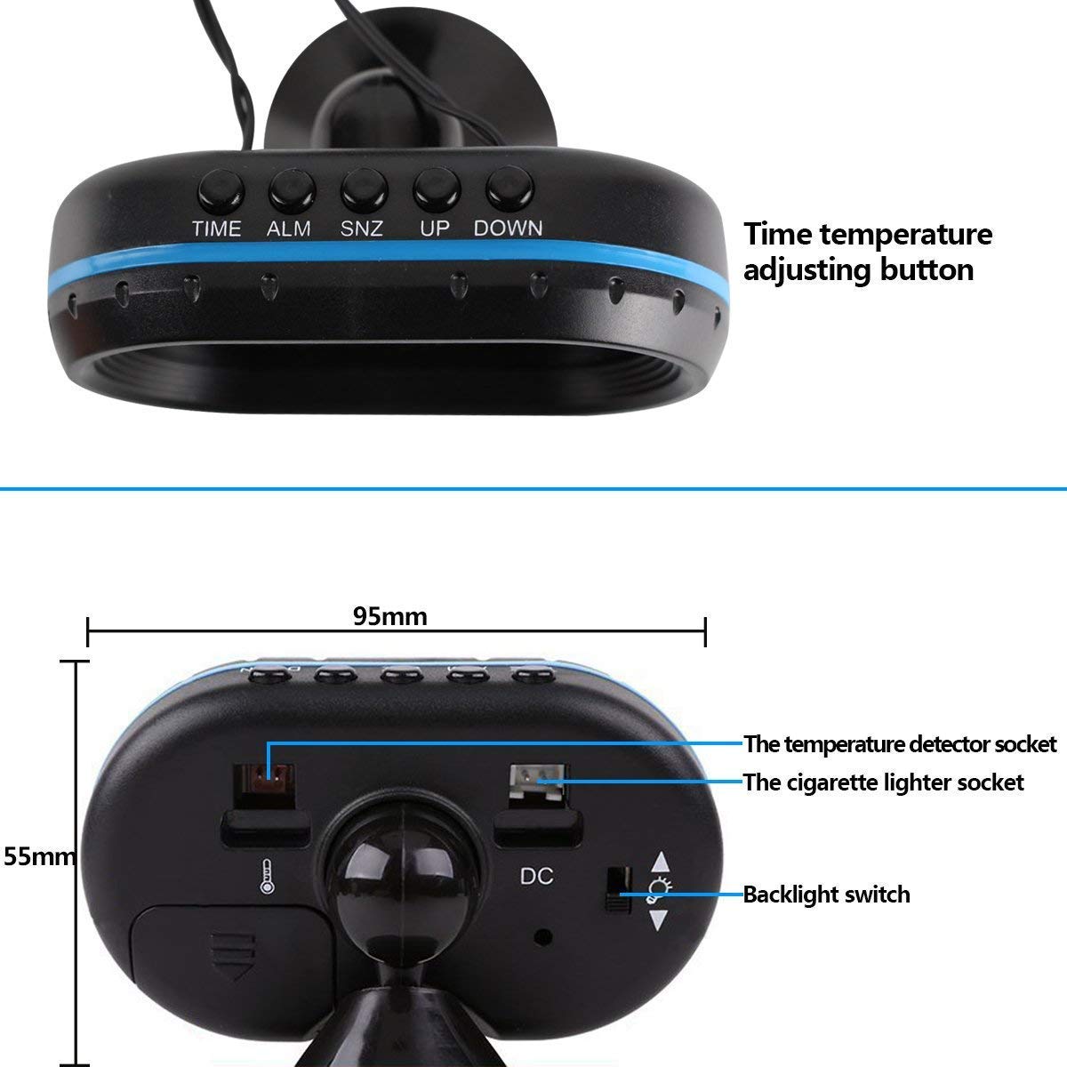 MASO Car Thermometer Digital Clock with 2 Backlights