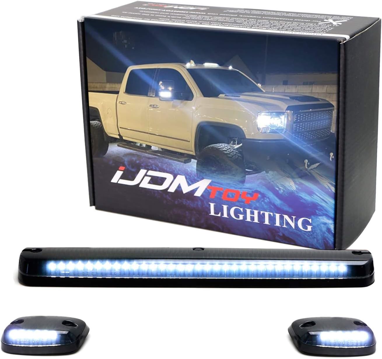 iJDMTOY 3pc Smoked Lens LED Cab Roof Light Kit