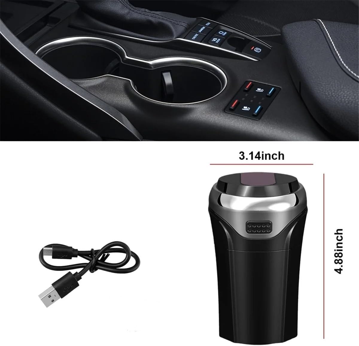 Car Ashtray with Lid USB Cigarette Lighter