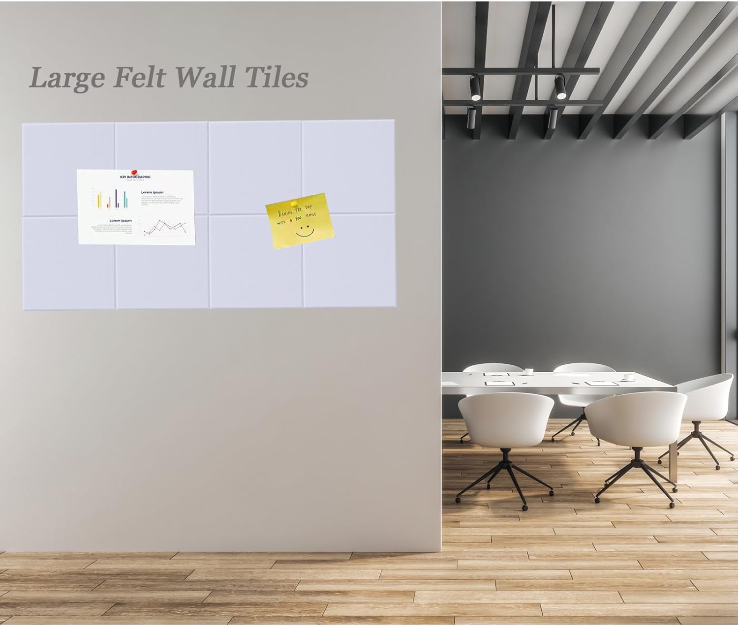 Felt Bulletin Board with Adhesive Tabs 6 Pcs 36x24 Inches